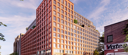 A rendering of the 12-story building at 40 Bruckner Boulevard.